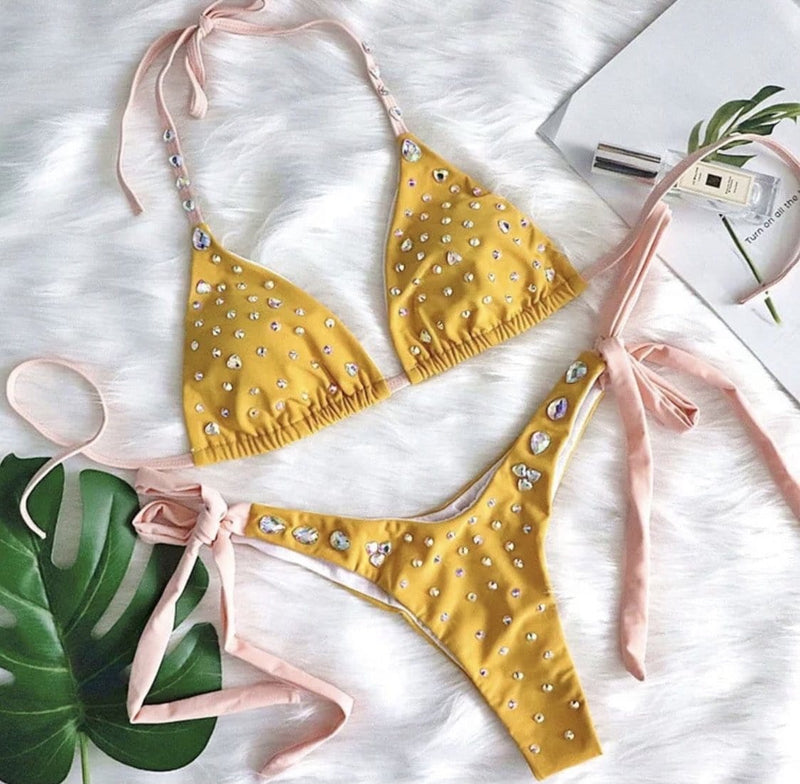 Yellow Canary Diamond Bikini Set