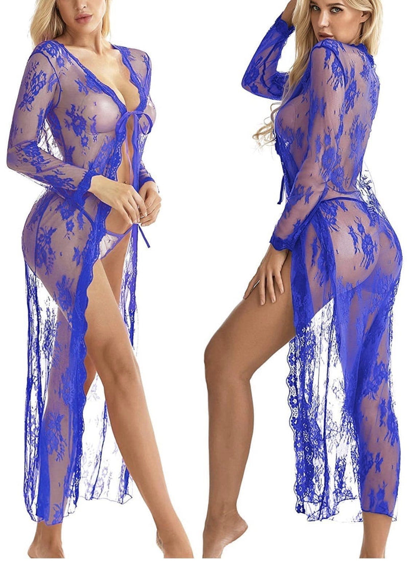 Blue Ivy Lace Robe Lingerie